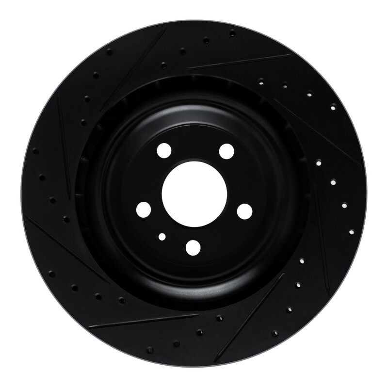 Porsche Macan Brake Rotor (1) - Rear Right - R1 Concepts - Drilled & Slotted - Black - `15-`18